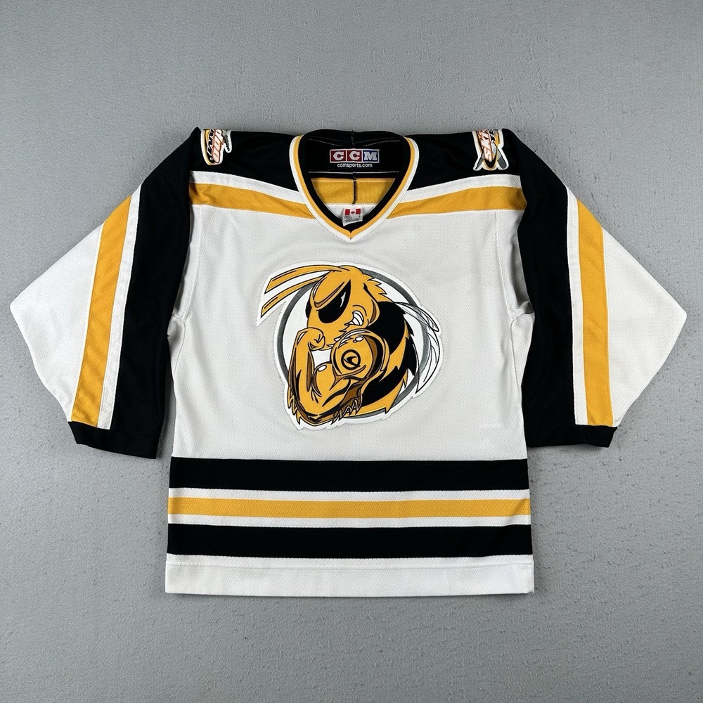Vintage CCM SKI-DOO Team‎ Hockey Jersey Adult Mens Small White Wasp Fighting Bee